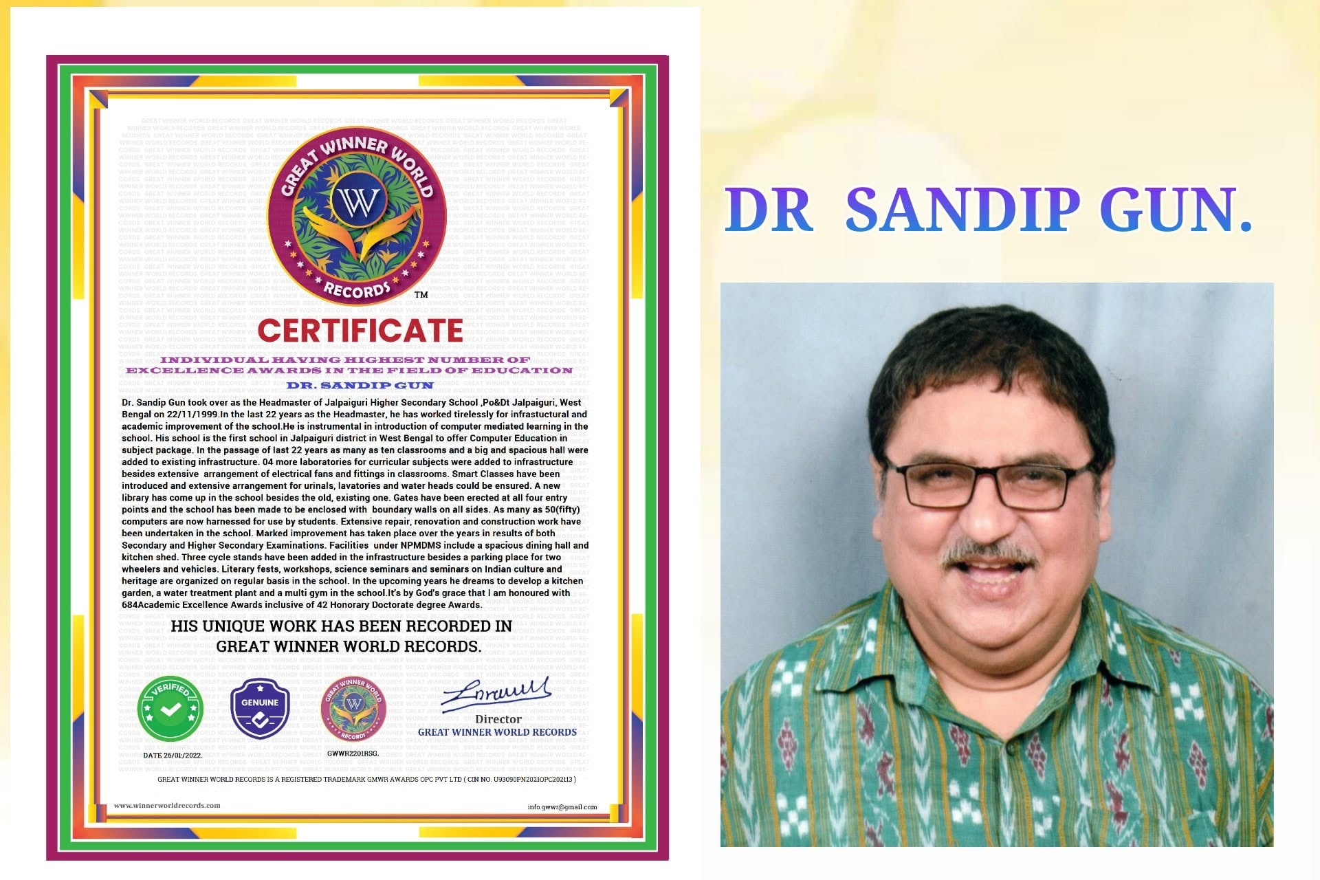 Dr. Sandip Gun — Excellence in Education